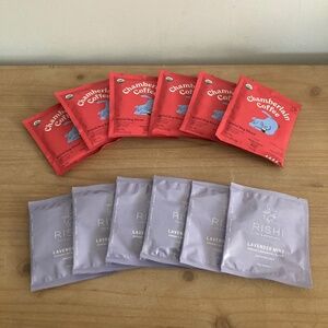 6 Chamberlain Coffee Social Dog blend 0.5 oz bags & 6 Rishi Lavender Mint Sachet